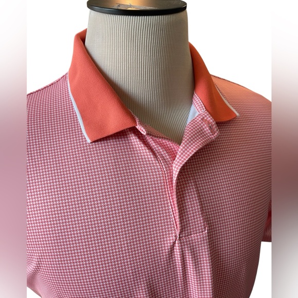 BONOBOS Limited Edition Orange White Houndstooth Performance Golf Polo LARGE - Picture 3 of 14